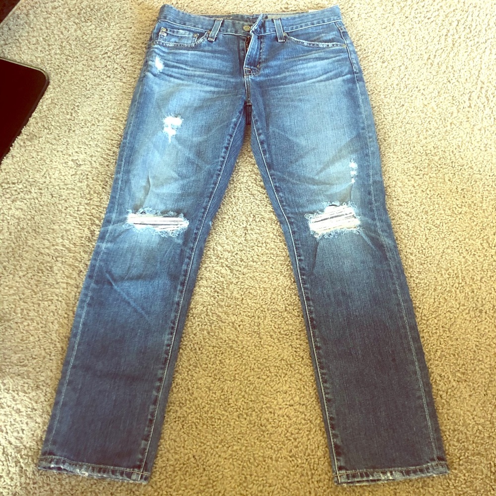 AG Distressed the ex-boyfriend slouchy slim jeans